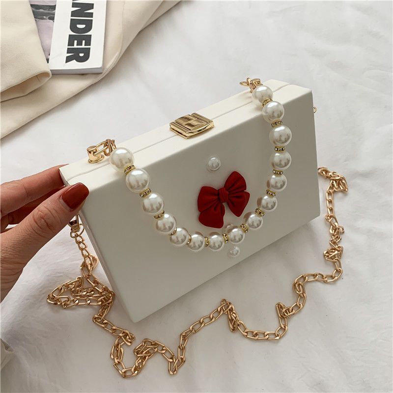[COD]Pearl bow, tas persegi kecil, tas manik-manik