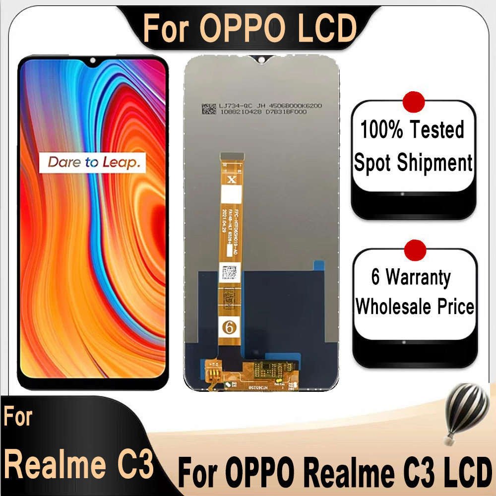 Original For Realme C3 splay LCD RMX2027 RMX2021 RMX2020 Tou Screen Frame Assembly Replacement For R