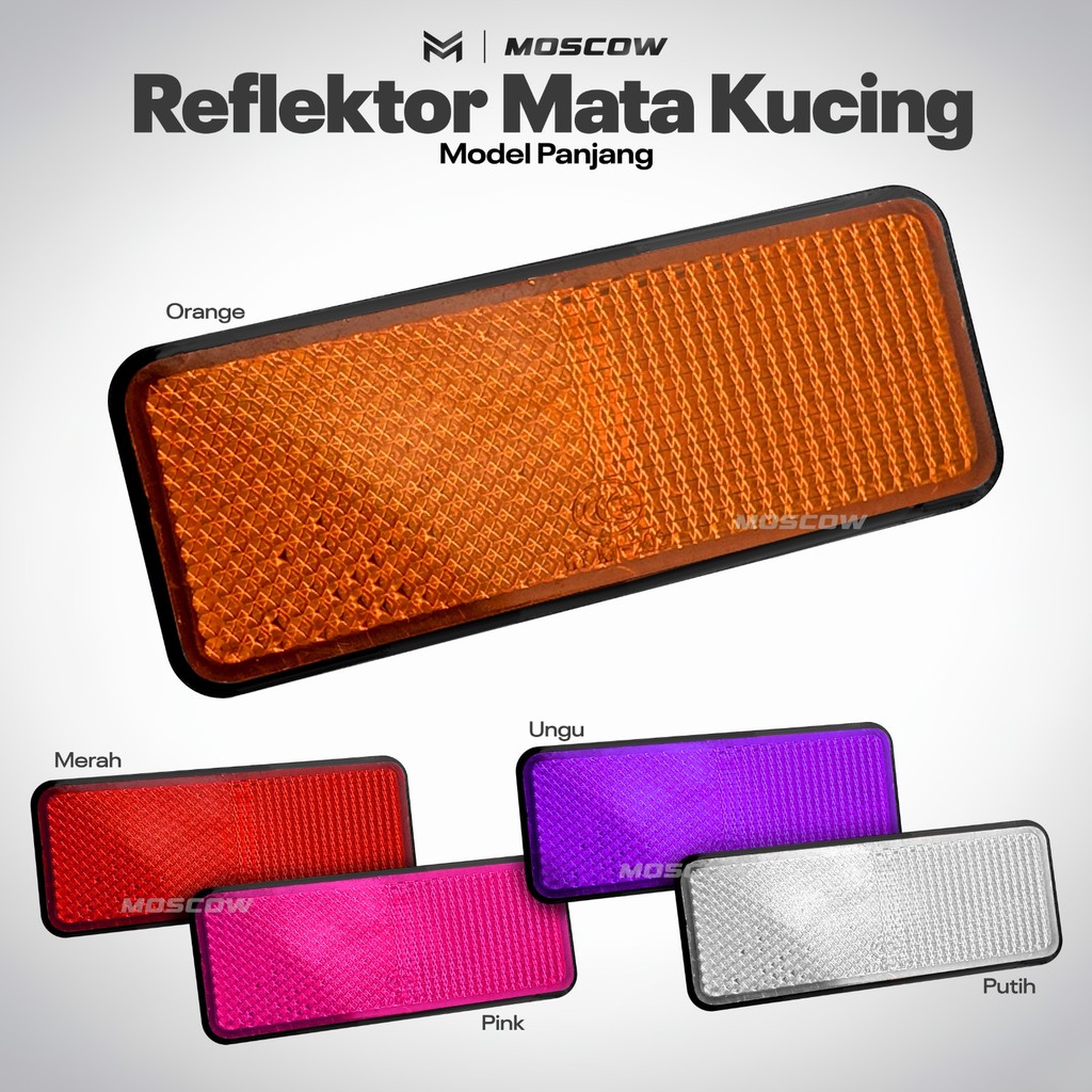 REFLECTOR PERSEGI MATA KUCING UNIVERSAL AKSESORIS LAMPU MOTOR MOBIL SEPEDA PENANDA CAHAYA MALAM VARI