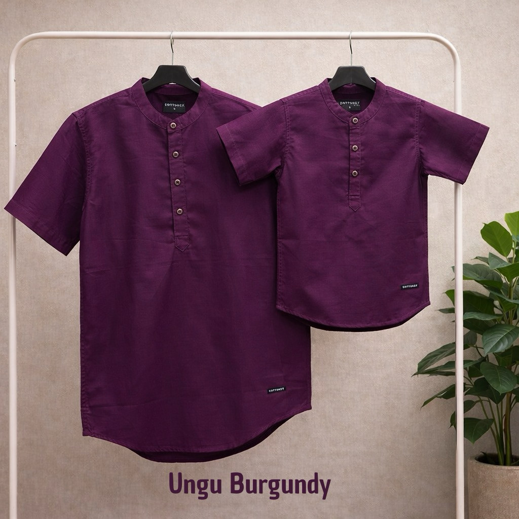 Ablez Cottonzy Kemeja koko Ayah Anak UNGU BURGUNDY Ukuran Anak Remaja Dewasa Jumbo big Size
