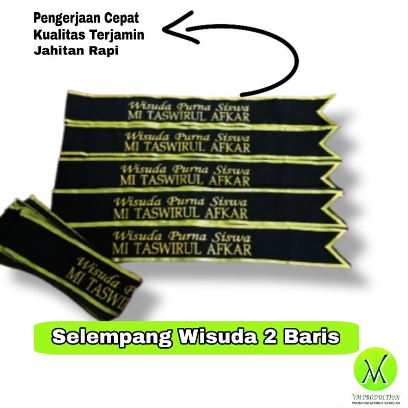 SELEMPANG WISUDA 2 BARIS SELEMPANG WISUDA BORDIR CUSTOM