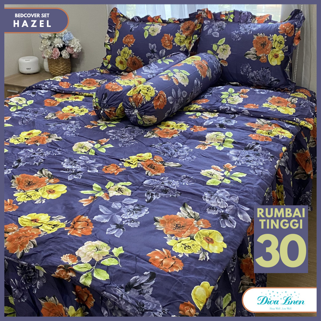 Diva Linen Bed Cover motif Hazel ukuran Double