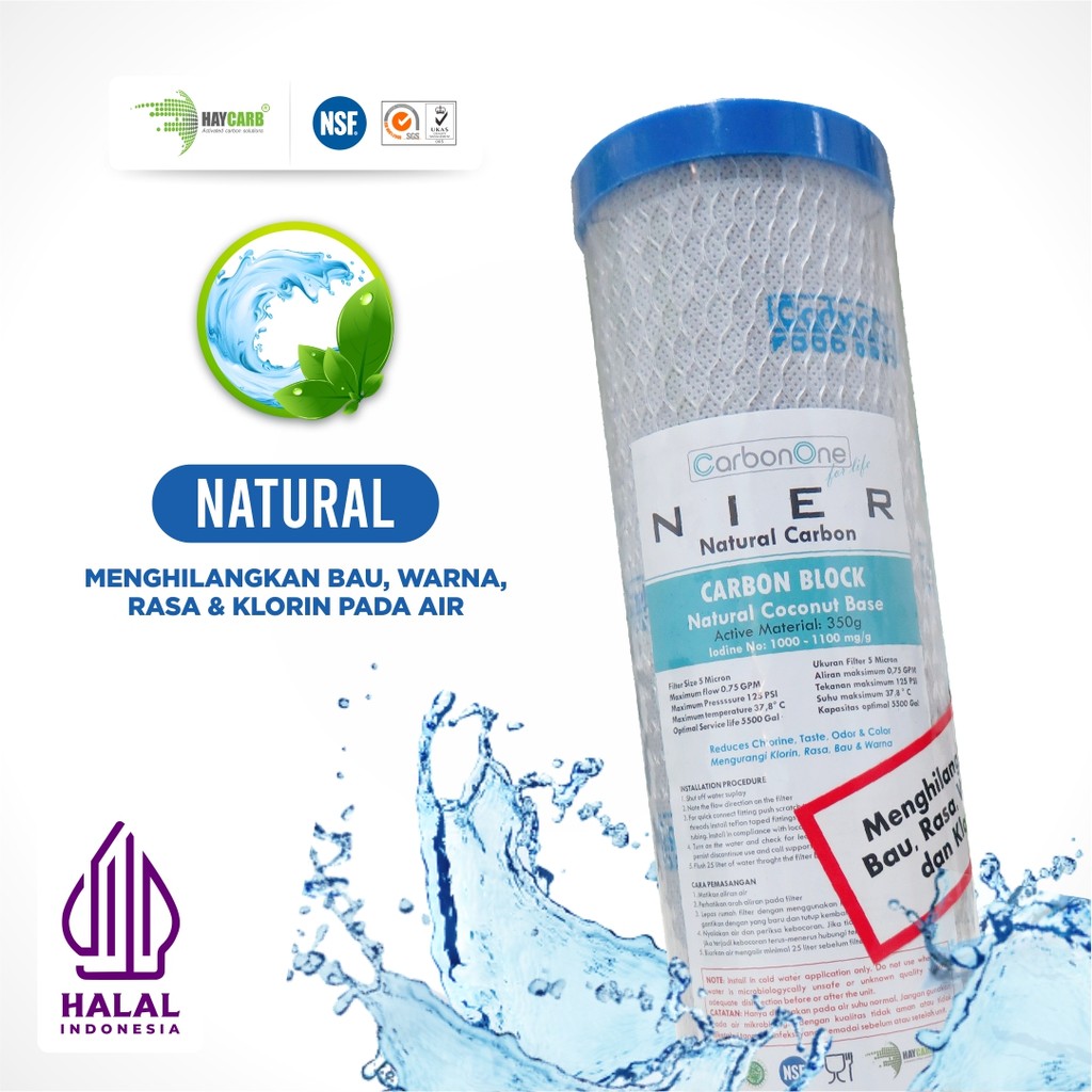 Nier Natural CTO 10"/20" Carbon Block | Catridge Filter Air Anti Keruh dan Lumpur