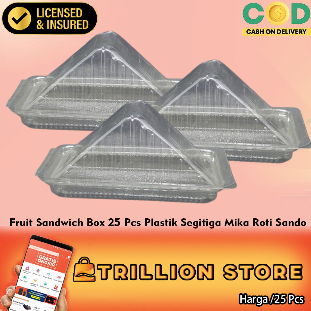 Plastik Segitiga Fruit Sandwich Isi 25 Pcs Mika Roti Segitiga Mika Sandwich Segitiga Box Segitiga Sa