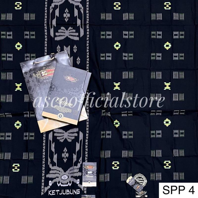 Sarung Ketjubung Platinum Gold SPP DPS Songket Hitam dan Putih Original