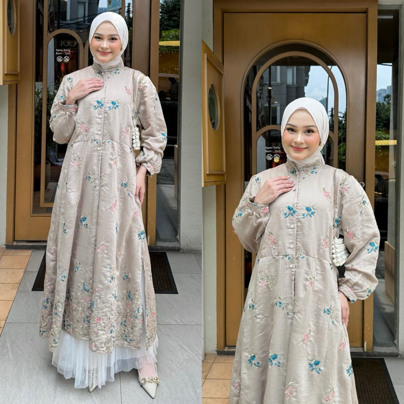 Fatunhijabs - Alya Midi Dress Bordir - Midi Bordir