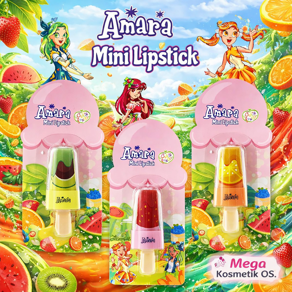 Amara Kids Mini Lipstik Anak – Mainan Lipstik Anak Warna Coral Orange Strawberry Pink Choco Red, Mel