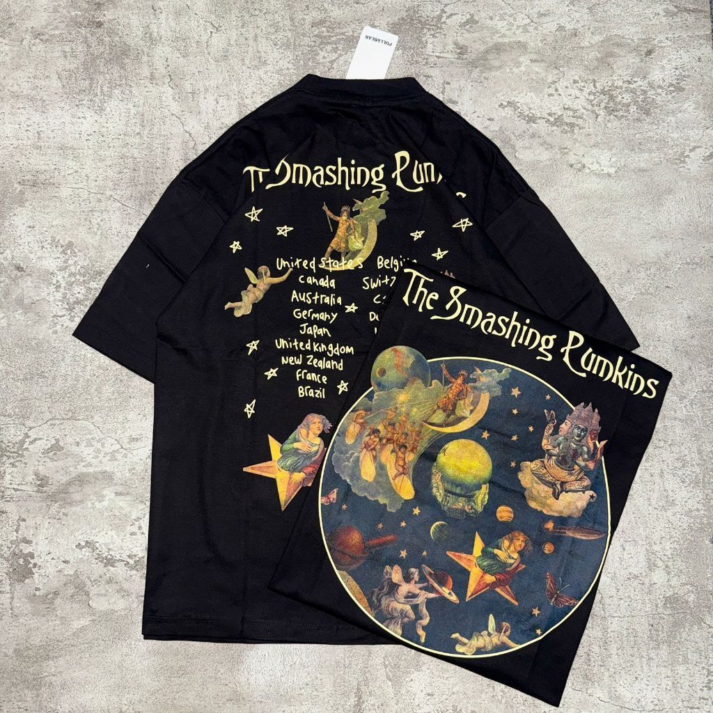 Baju Kaos P&B Oversize The Smashing Pumkins - T Shirt Smashing Pumkins Oversized Black 20s T-shirt P