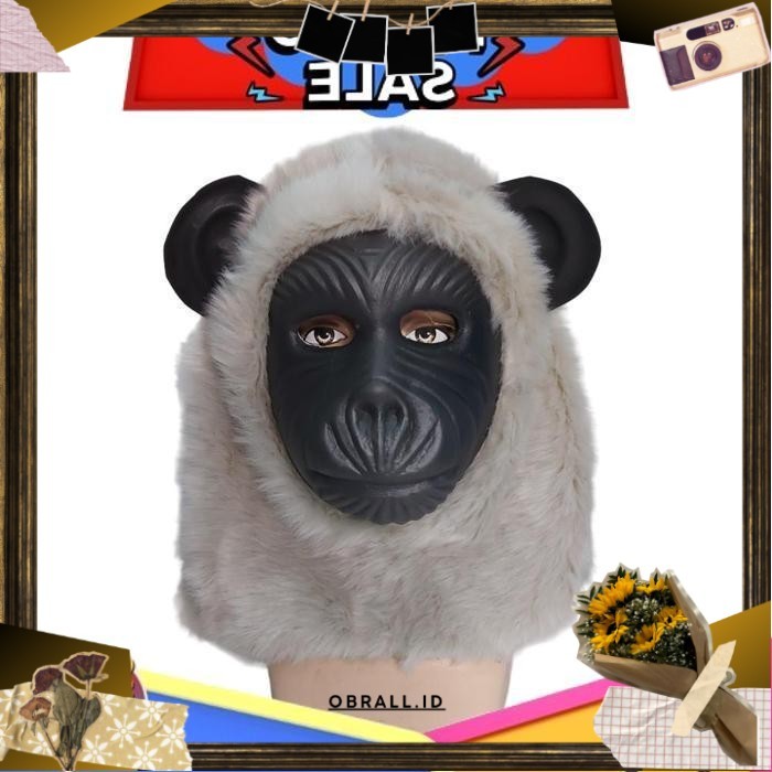 OBL Ready Stock Topeng Monyet Bulu Realistis Dewasa | Masker Gorila Cosplay Kostum Karnaval Lucu Vir