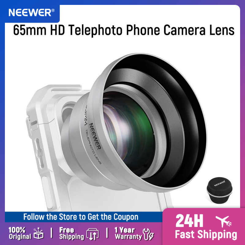 NEEWER 65mm HD Telephoto Phone Camera Lens 1.7X Zoom Lens Attament for 17mm Thread Backplate Phone C