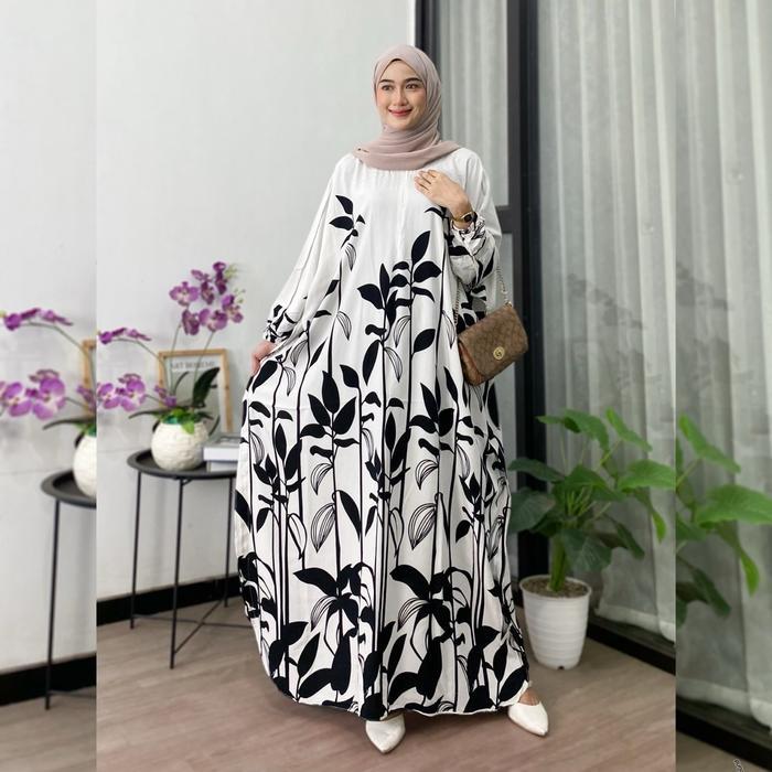 Exclusive Sale Kaftan Motif Prida Rayon Tebal Jumbo Ld 180 cm - Prida Putih Terlaris