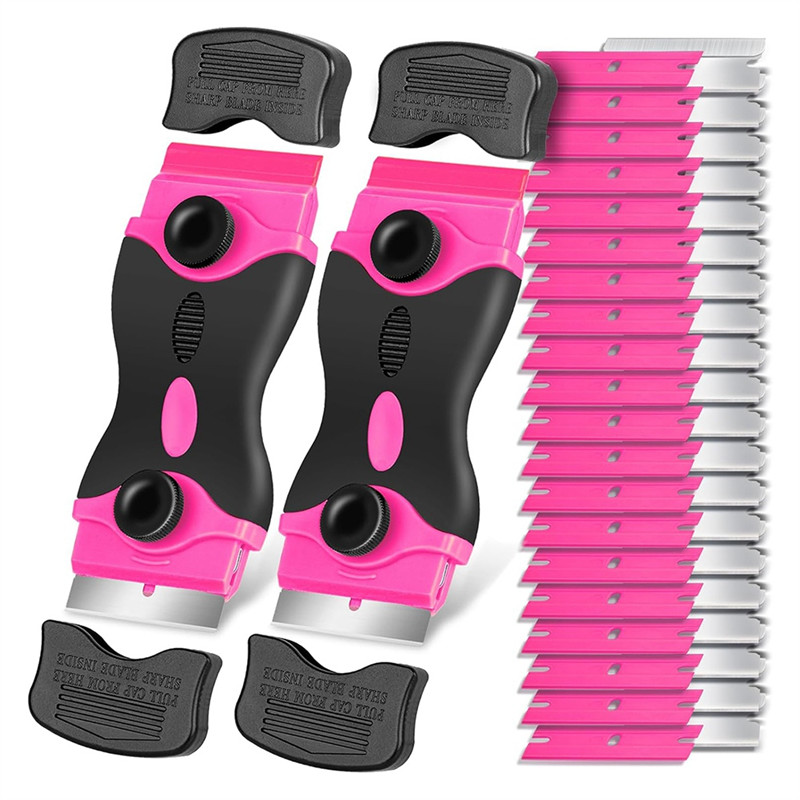 A7THK-Razor-Blade Scraper Tool Kit - 2Pack Razor-Scrapers & 40Pcs Extra Blades, Plastic Paint Scrape