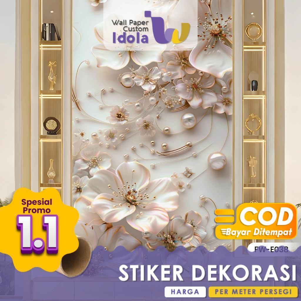 Stiker Dinding | Stiker Dinding Bunga 3D | Stiker Dinding Motif Bunga 3D | Stiker Dinding Gambar Bun