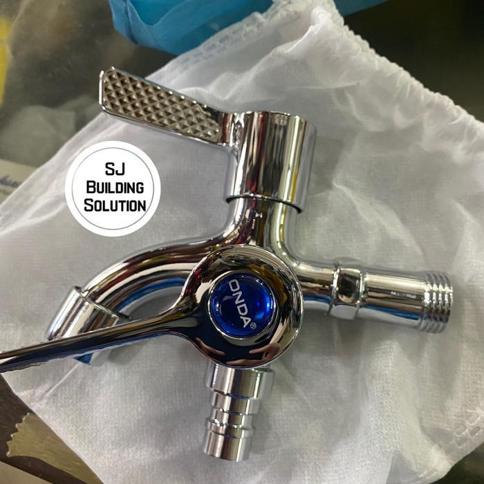 Kran Keran Cabang 2 (dua) Stainless ONDA Putar Keran Air Shower double ktul k tul - KRAN CABANG DUA 