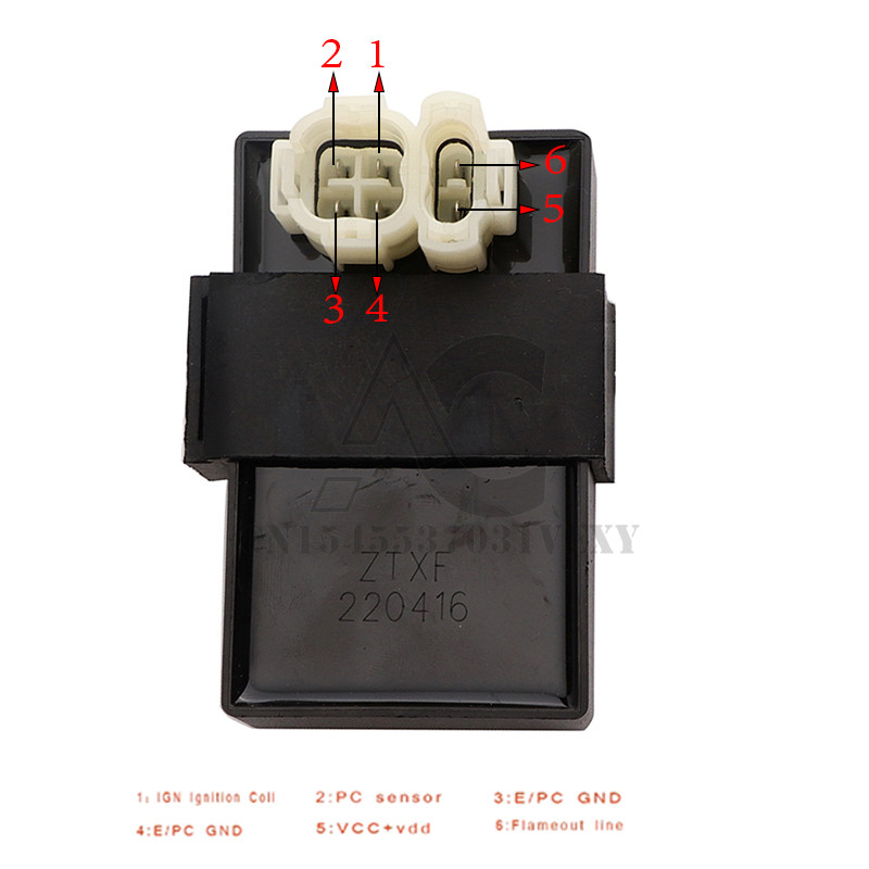 Kotak CDI pengapian AC DC 6 pin untuk motor ATV, quad, moped, motor trail, kart, dan motor 125cc, 15