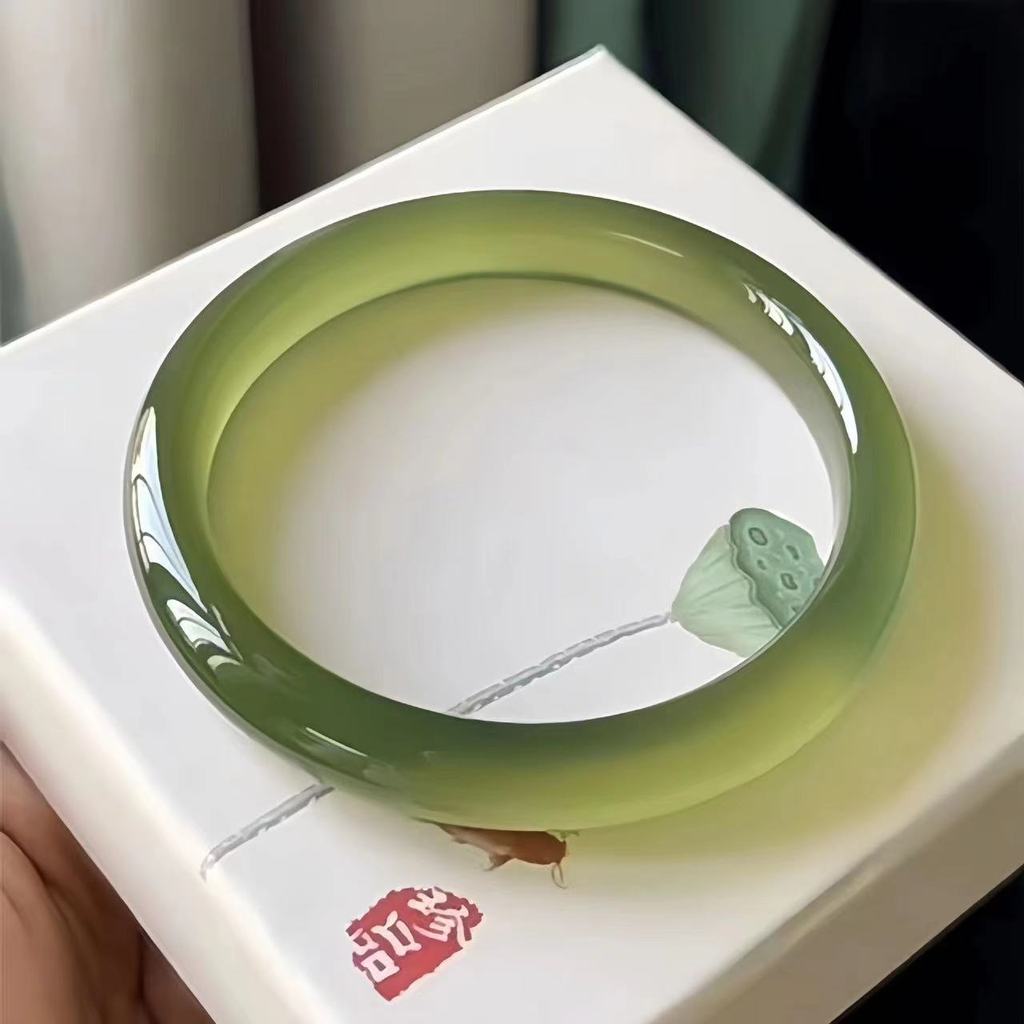Gelang batu akik gunung hijau es plum Brasil, gelang batu akik chalcedony es teh pahit hijau matcha,