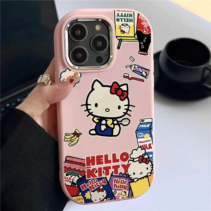 Case For Samsung A32 5G A34 M32 Silver Chrome Lens Cute Kucing Kartun Silicon Softcase Hp