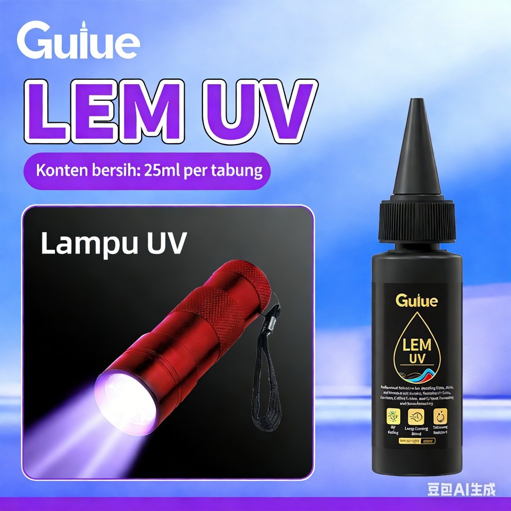 Gulue Lem UV Serbaguna Tanpa Bayangan | Untuk Kaca, DIY, Baja, Plastik, Karet, Kayu, Porselen