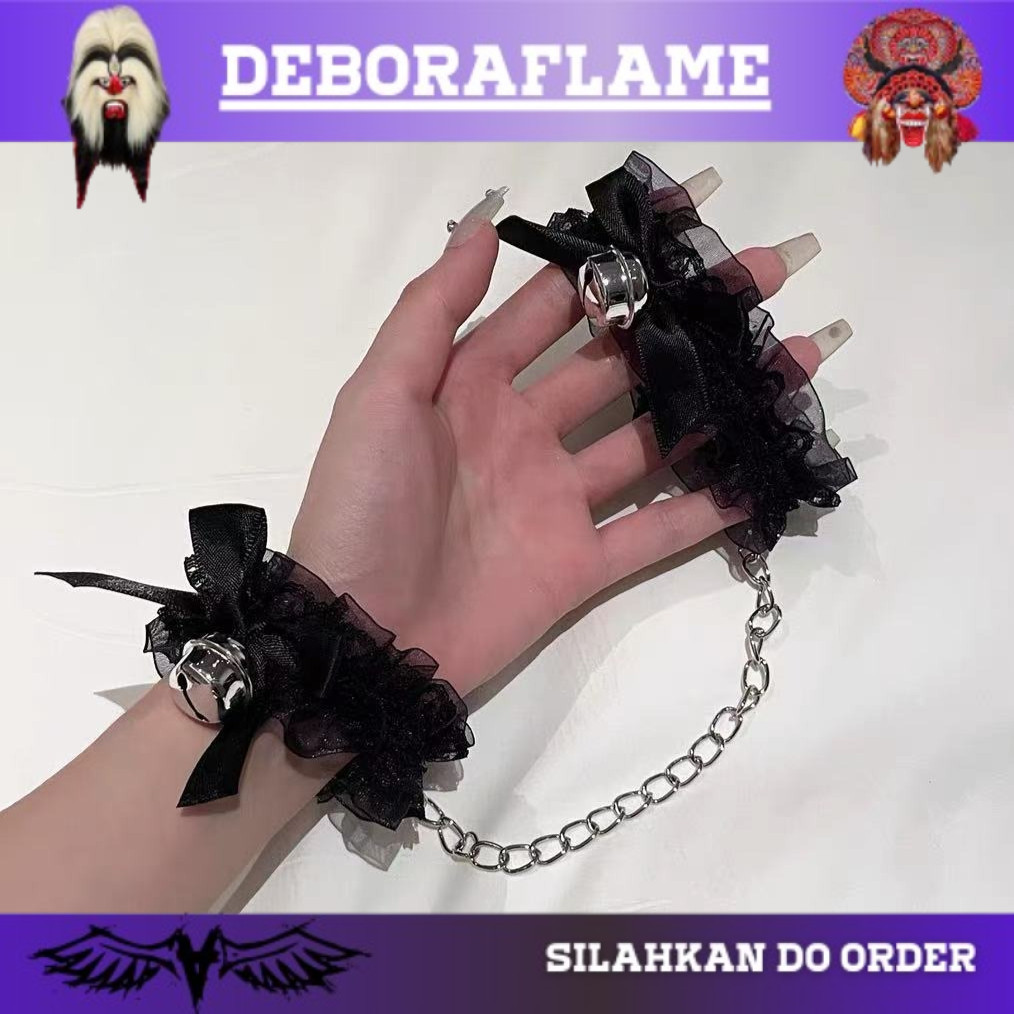 laris viral CH-40 kalung necklace y2k choker wanita bell lonceng rantai sm set lace patch borgol tan