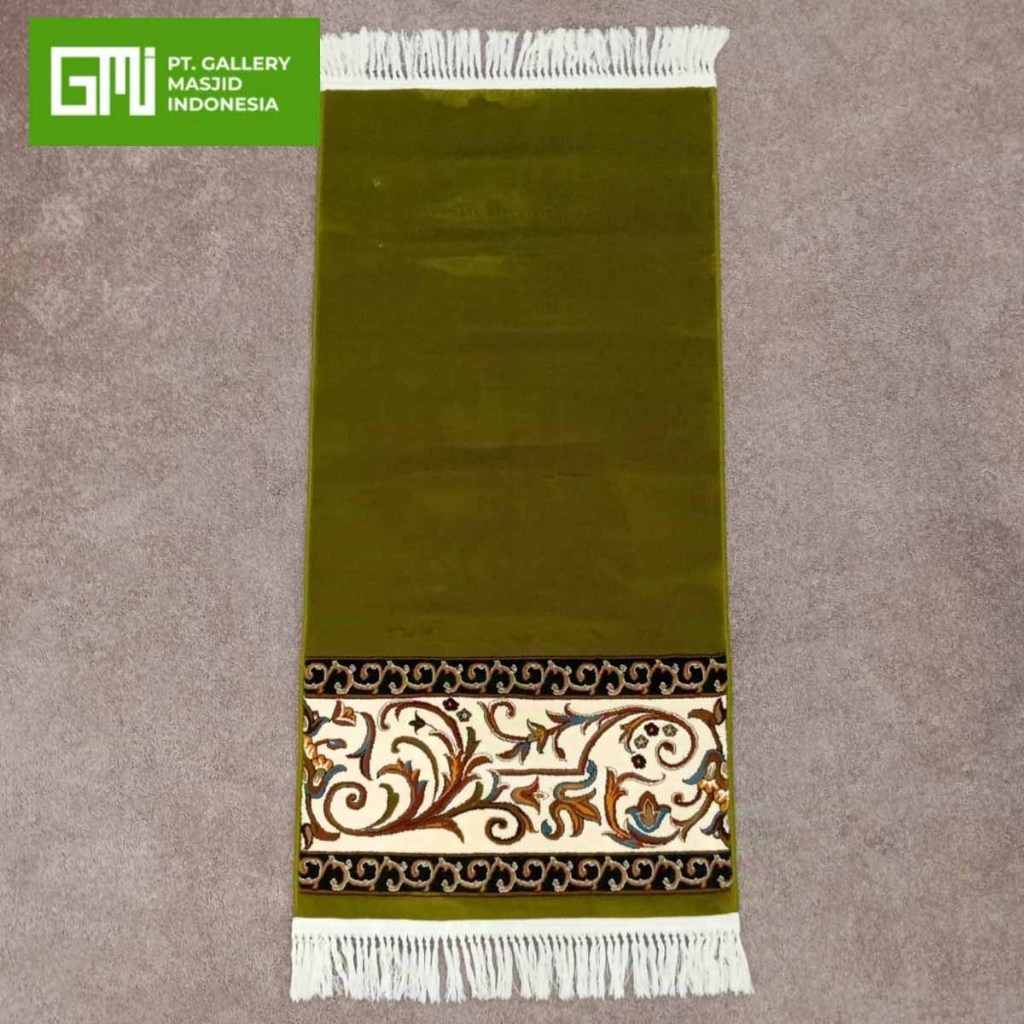 Karpet Mushola Rumah Tebal Empuk Merk Solomon Warna Hijau Rumbai / Karpet Masjid Premium