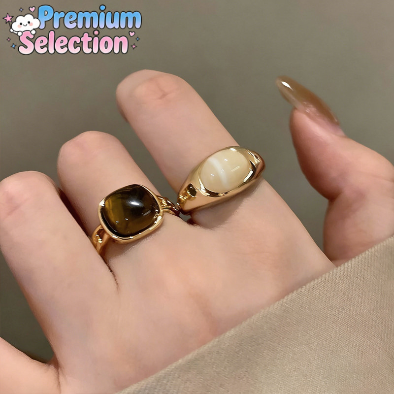 Cincin wanita dengan batu alam terbuka meniru cincin titanium, cincin wanita dengan batu permata gay