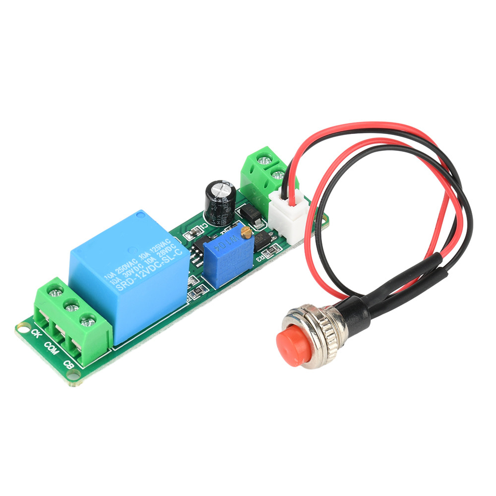 Modul Pengatur Waktu Penundaan Mati DC 5-12V yang Dapat Disesuaikan, Pemicu Tombol Tekan Eksternal, 