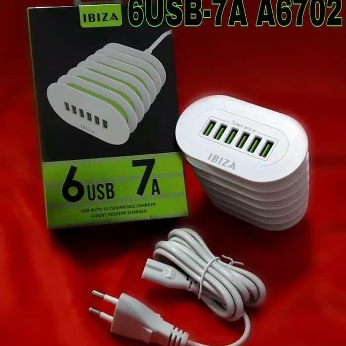 Travel Charger IBIZA 6 ports Usb 7A charging smarphone tablet Murah Premium