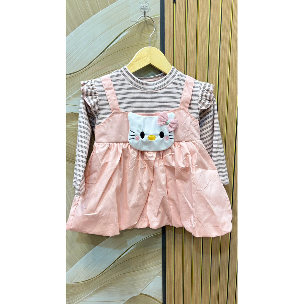 INESRA - DRES ANAK PEREMPUAN MODEL BALON UNTUK USIA 4 bulan - 4 tahun BAJU ANAK MOTIF BONEKA CANTIK