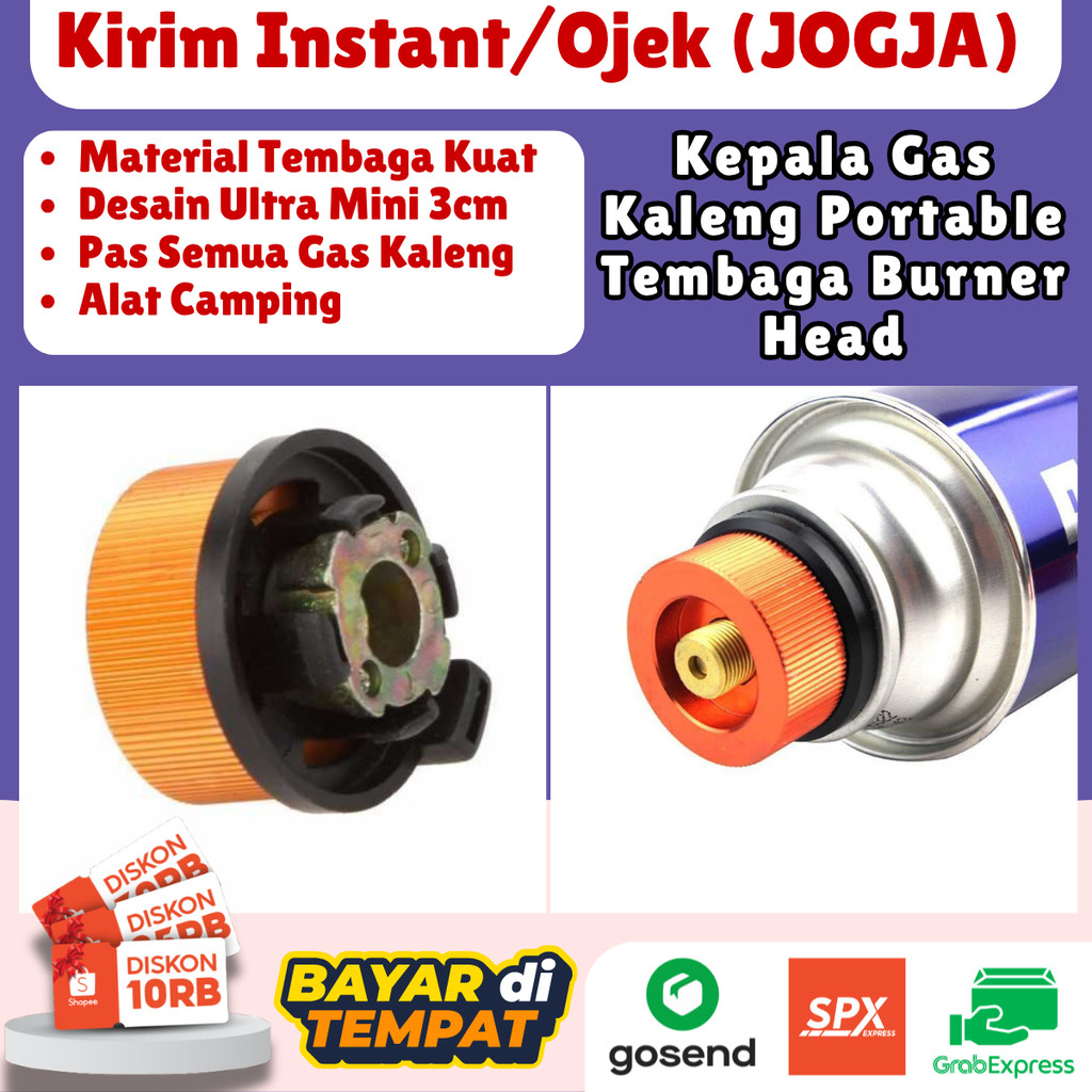 Kepala Gas Kaleng Portable Burner Head Konektor Gas Kompor Camping Mini