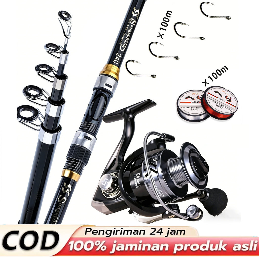 Joran Pancing Set Lengkap Full Set Anti Patah Kuat Tahan Air Untuk Pemula Harga Murah Ready Stock CO
