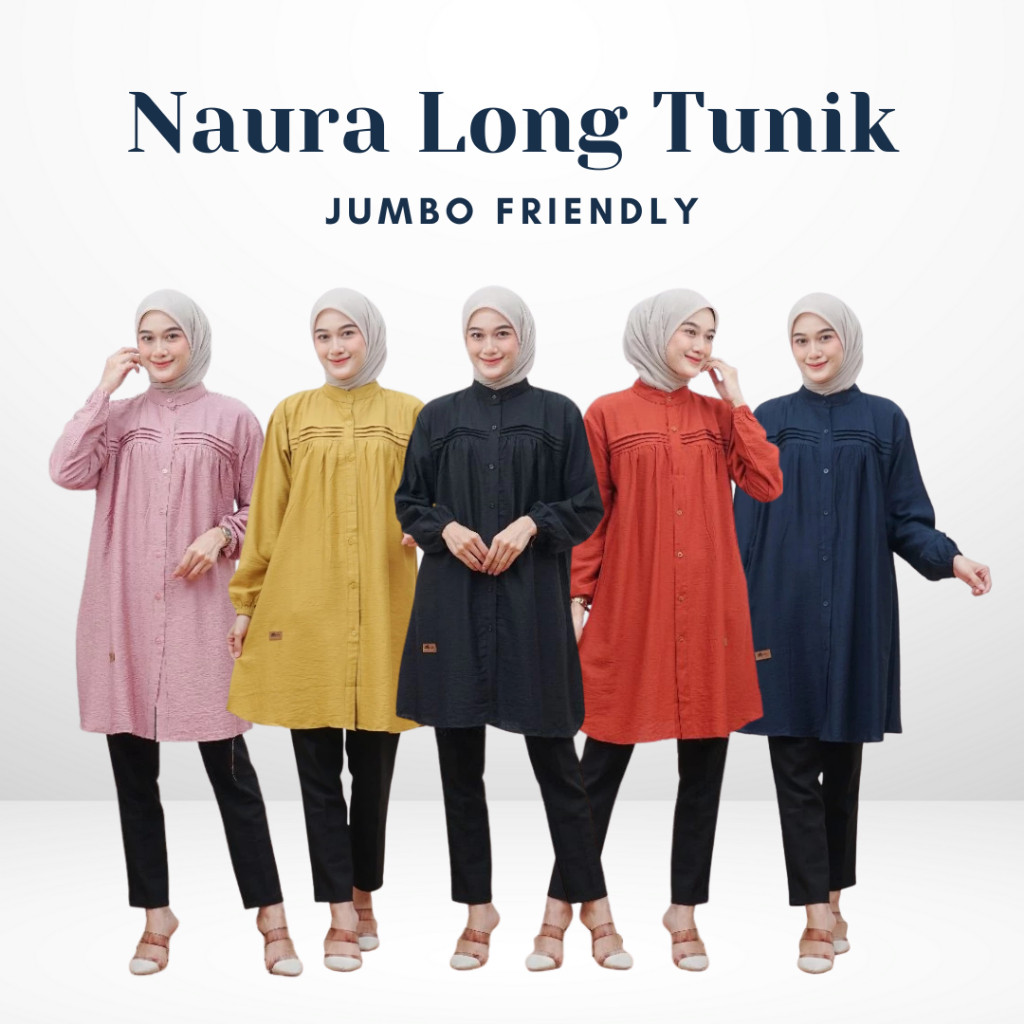 BUPESHOP Long Tunik Jumbo - Polo Linen Premium – Tunik Big Size LD 130, Adem, Modis & Nyaman Dipakai