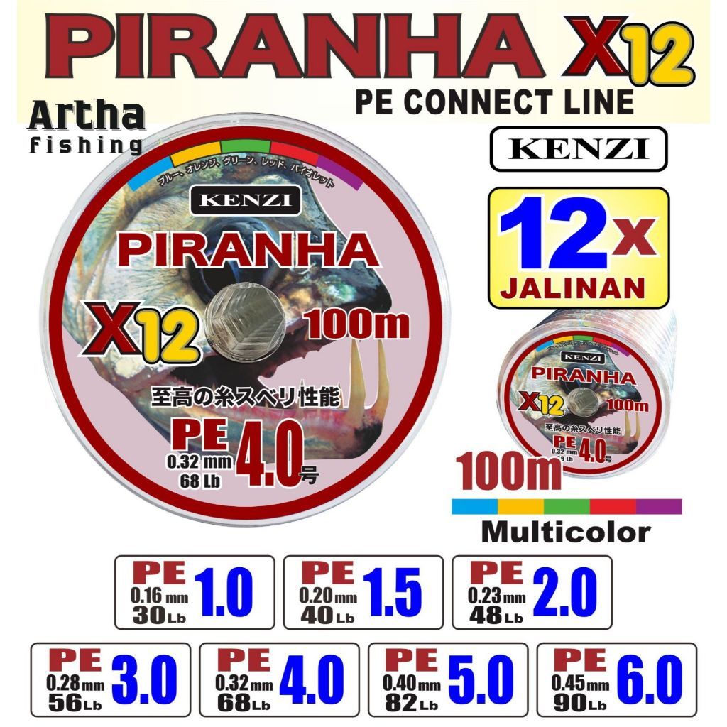 BISA (COD) SENAR KENZI PE PIRANHA X12