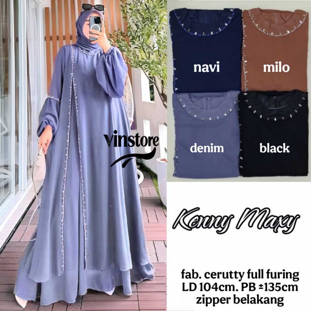 ada grup reseller join tanyakan admin alyastore Kenny Maxy Dress Wanita Bahan Ceruty Full Furing  Vi