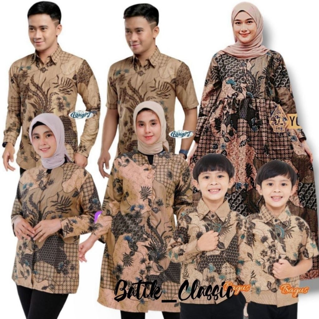 TERLARIS Sekarjagat Coklat || Batik Keluarga Lengkap Ayah Ibu Dan Anak Laki - Batik Couple Family Te