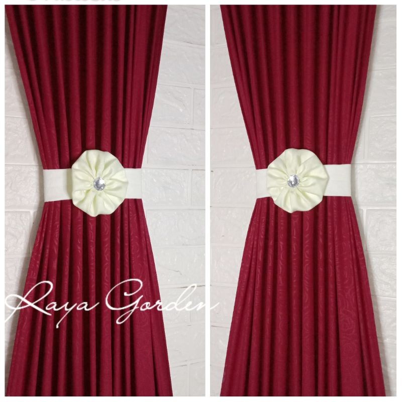 [READY] gorden kupu kupu untuk jendela minimalis merah marun