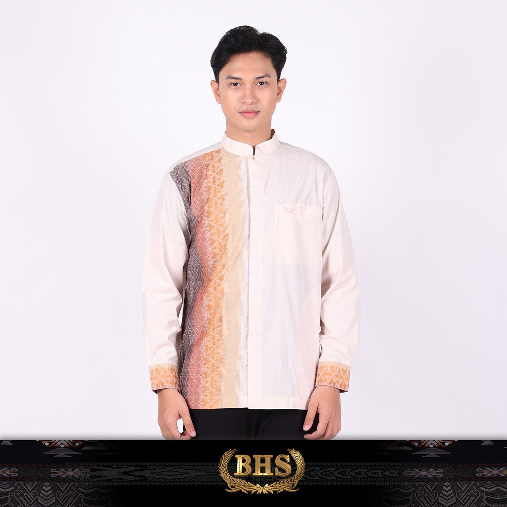 Baju Koko BHS Masterpiece Motif Umar Light Brown
