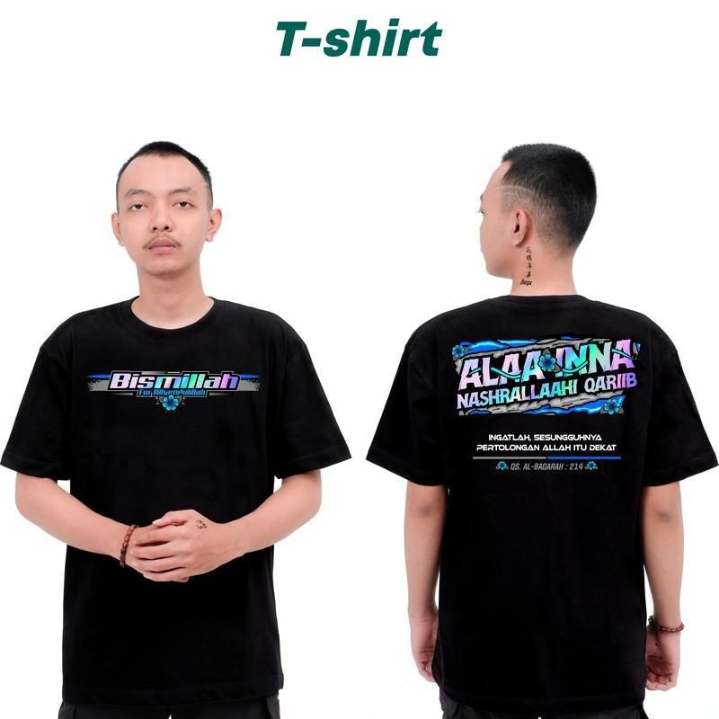 Kaos Bismillah Alaa Inna Nashrallaahi Qaribb / Baju T-shirt Distro Ingatlah Sesungguhnya Pertolongan