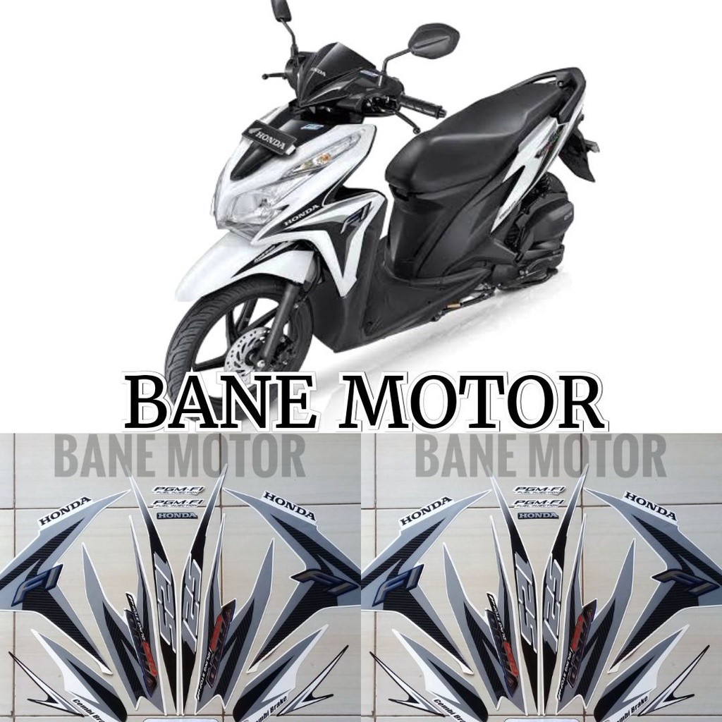 stiker motor Vario 125 2014 putih hitam - stiker Lis body Honda Vario 125 old