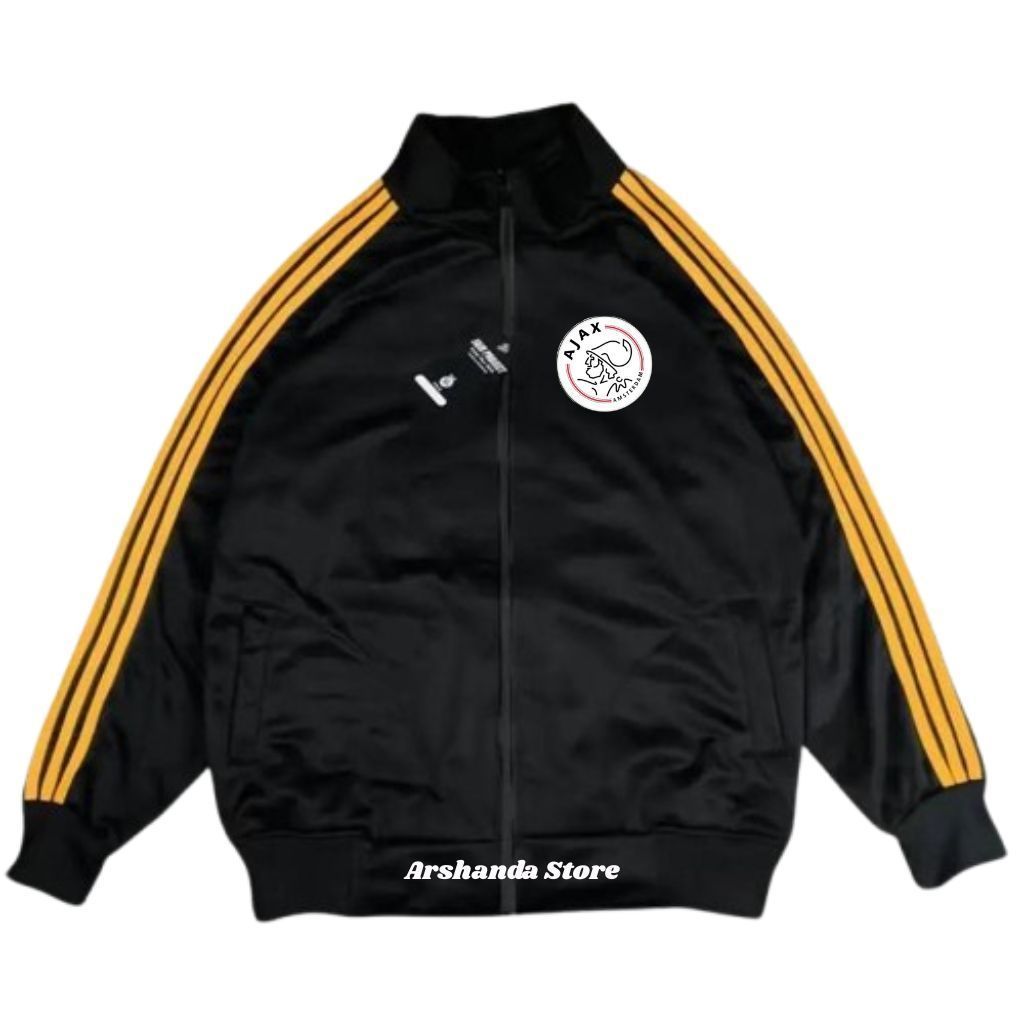 Tracktop Jaket Unisex Black Stripe Kuning List Outdoor Jacket Olahraga Club Bola Top Dunia Ajax M-XX