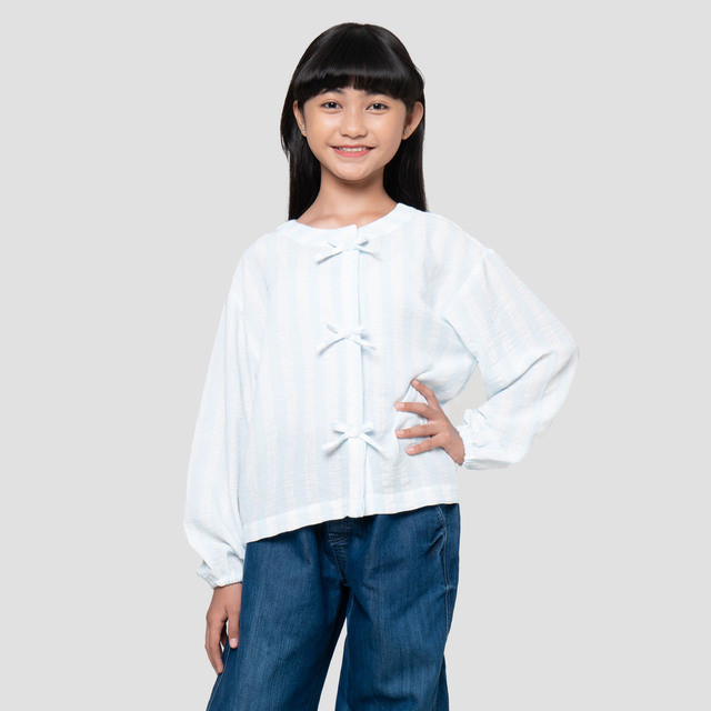 Nevada Salur Lebar Pita Kemeja Anak Perempuan 123080041