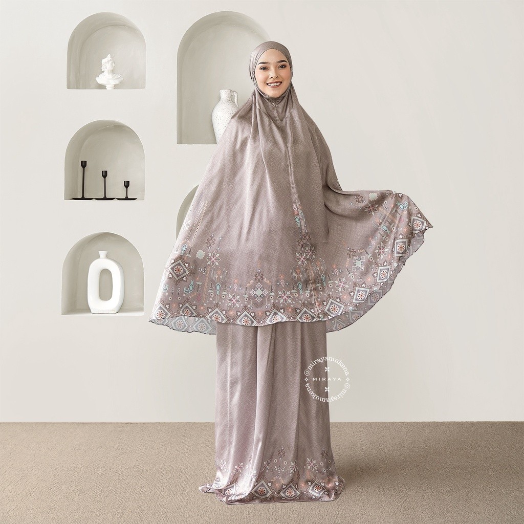 Mukena Travel Printing Miraya Folk Taupe