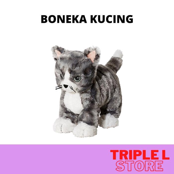 Boneka Kucing Lucu Abu Putih Lembut