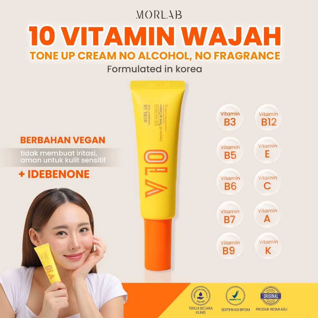 (Krim Pencerah Vitamin V10) - Melembapkan, anti-penuaan, antioksidan