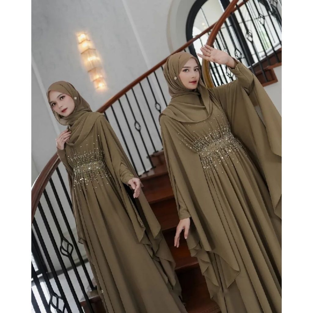 _ PROMO ABAYA LAYLA BLUE SPECTRE Gamis Abaya Kaftan Arabian Turky Mewah Terbaru Mat Ceruty Babydol P