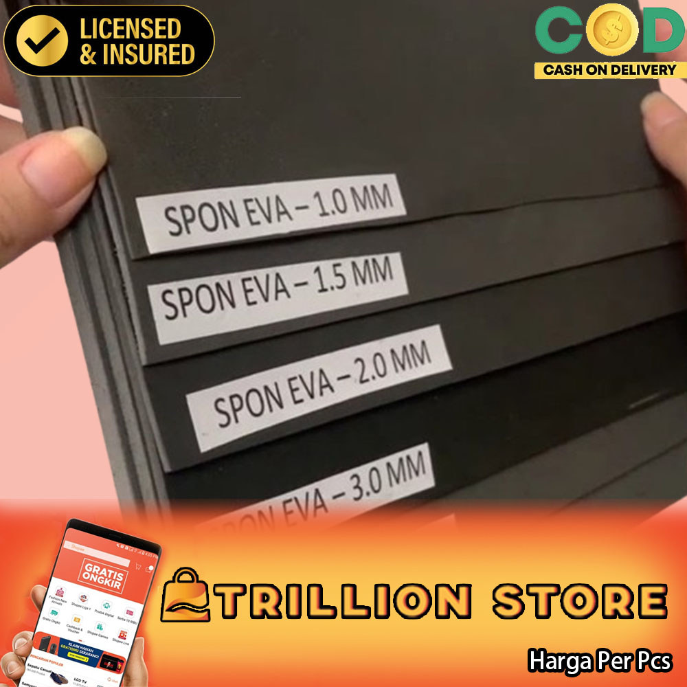 Spon Sponge Spons Karet Peredam Benturan Busa Ati Hitam Tabrakan Karpet Lembaran 2mm 3mm 4mm 5mm Eva