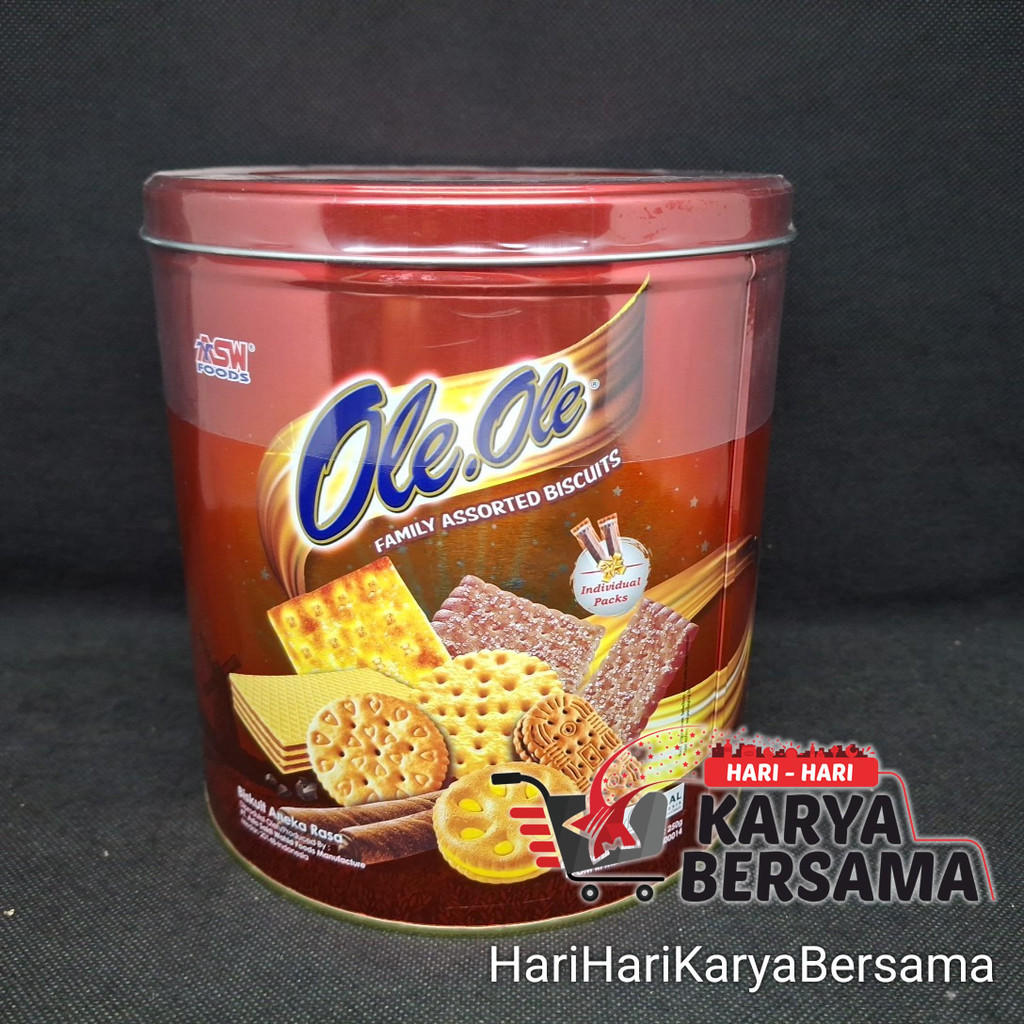 MAKANAN RINGAN ASW OLE-OLE FAMILY ASSORTED BISCUITS BISKUIT ANEKA RASA KALENG BULAT 250GR