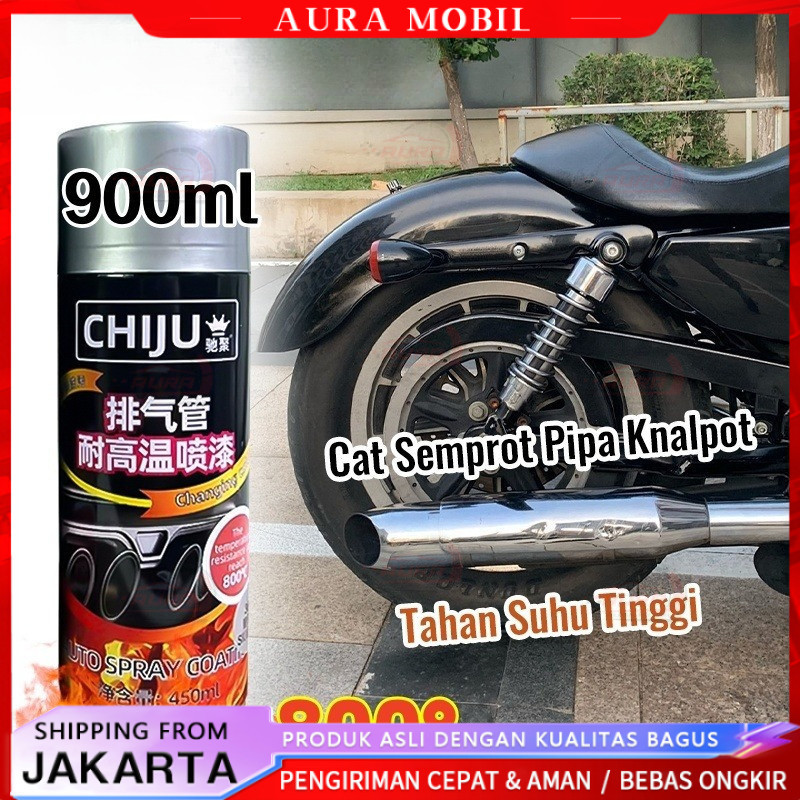 STOK 800 ML Tahan Suhu Tinggi 800° Cat Knalpot Anti Panas Chiju Hi Temp Black Hitam Doff Perak Untuk