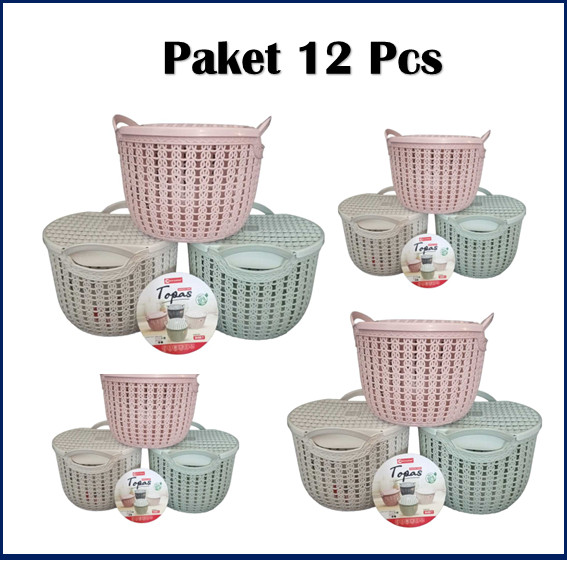PAKET 1 LUSIN MIX Keranjang Serbaguna tutup Keranjang Topas tutup Keranjang serbaguna Topas tutup