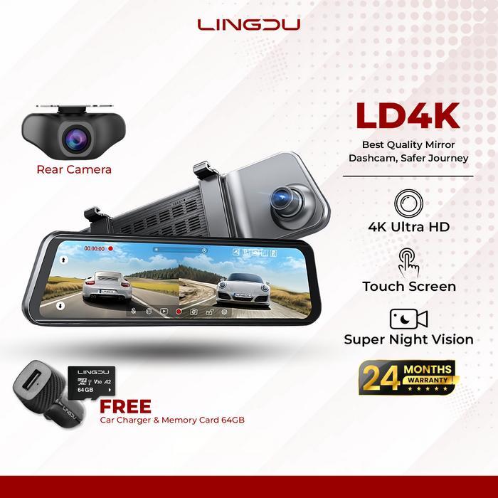 READY Lingdu Dashcam LD4K - 4K+1080P - Dashcam Only, Tanpa Memory