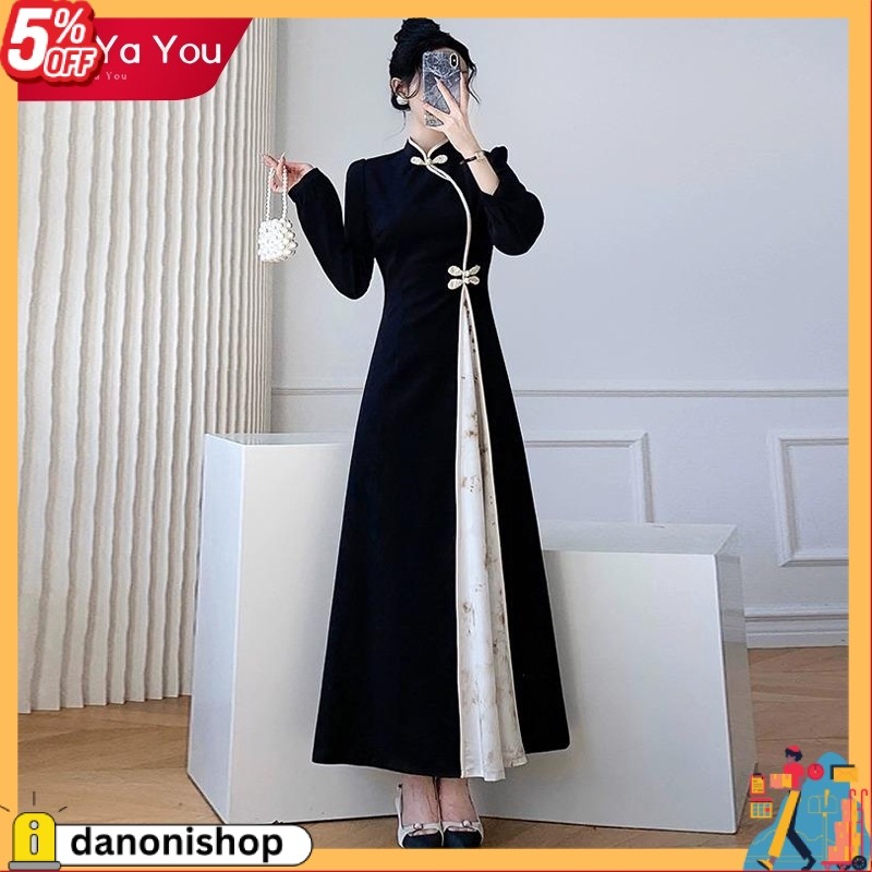 READY Yi Ya You - Best seller Dress panjang qipao kerah shangai wanita kebaya korean style hijab fri